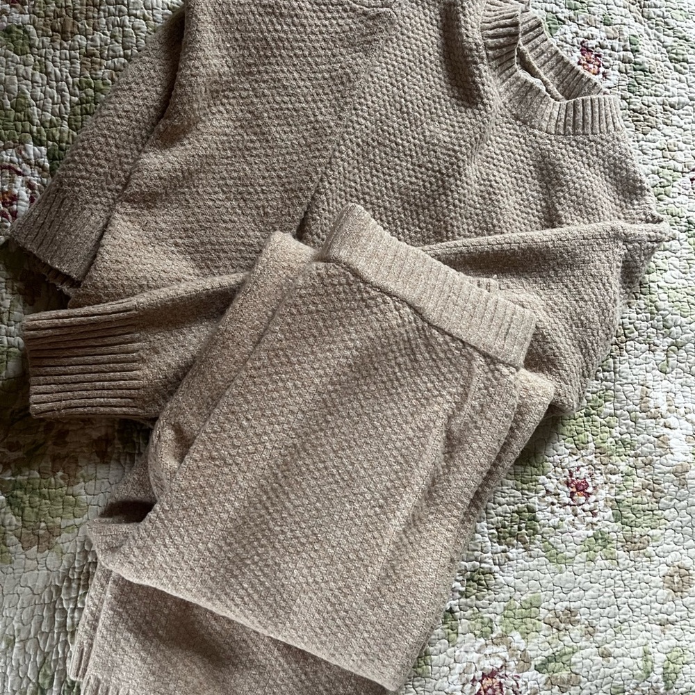 Tan Knit Sweater Set